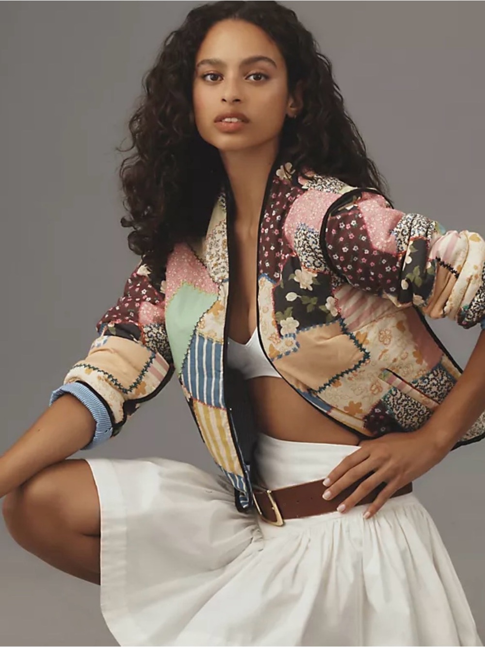 Patchwork Bomber Jacket in Multi-Color